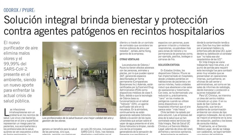 Solución integral brinda protección contra patógenos en hospitales