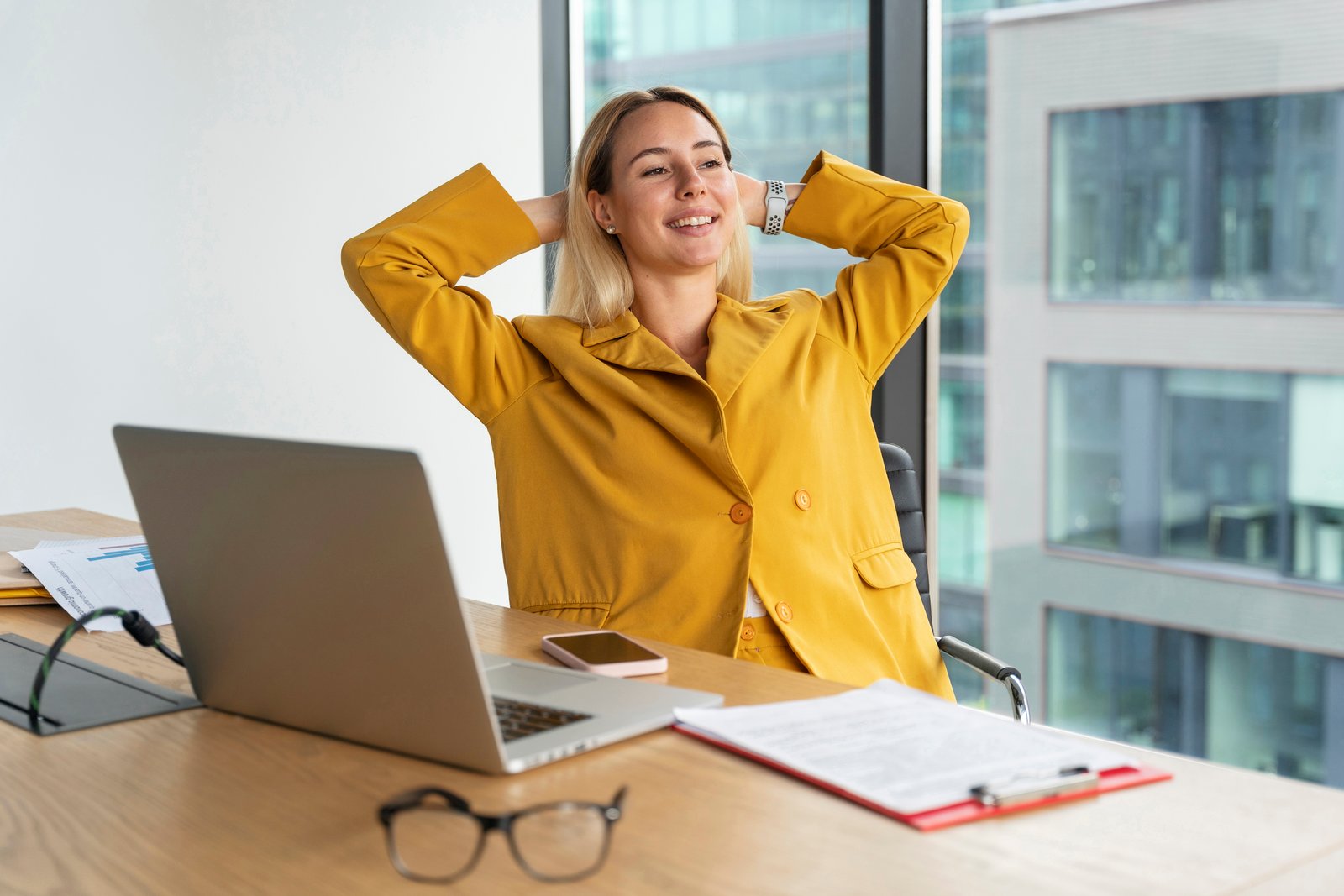 business woman banner concept with copy space